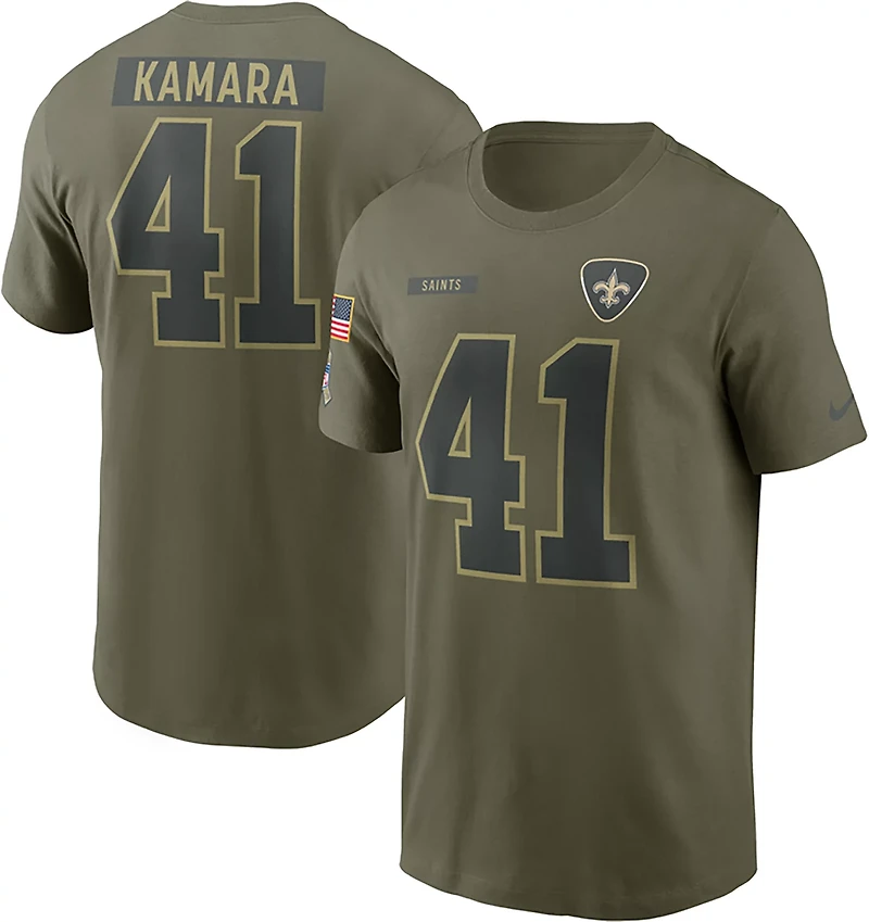 Nike Men's Saints Salute to Service Alvin Kamara Player Name & Number T-shirt