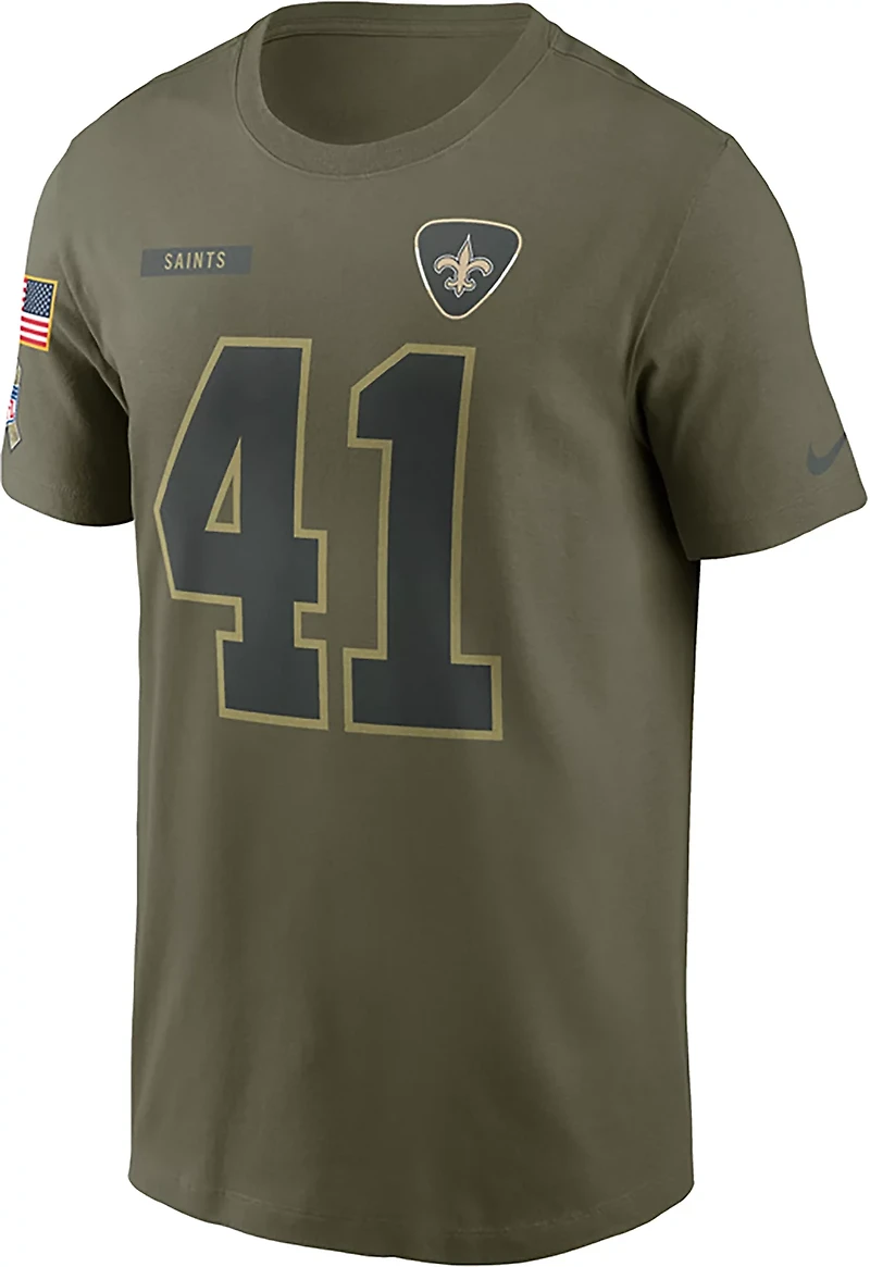 Nike Men's Saints Salute to Service Alvin Kamara Player Name & Number T-shirt
