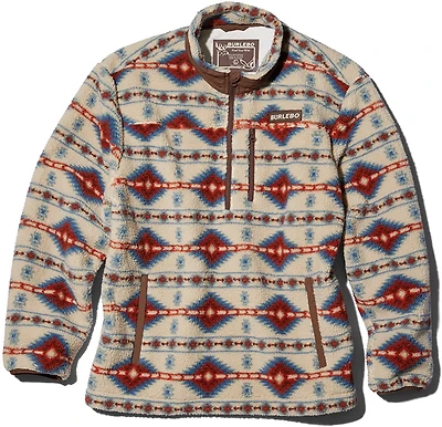 BURLEBO Men's Arizona Aztec Mountain Fleece Sherpa 1/4-Zip Jacket