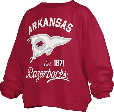 Pressbox Women's Arkansas Old Standard Puff Janise Oversize Crew Sweatshirt