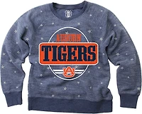 Wes & Willy Girls' Auburn Shimmer Star Reverse Fleece Crew Sweatshirt