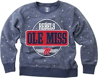 Wes & Willy Girls' Ole Miss Shimmer Star Reverse Fleece Crew Sweatshirt