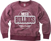 Wes & Willy Girls' Mississippi State Shimmer Star Reverse Fleece Crew Sweatshirt