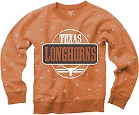 Wes & Willy Girls' Texas Shimmer Star Reverse Fleece Crew Sweatshirt