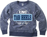 Wes & Willy Girls' UNC Shimmer Star Reverse Fleece Crew Sweatshirt