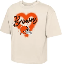 Outerstuff Girls' Browns Spray Heart Boxy T-shirt