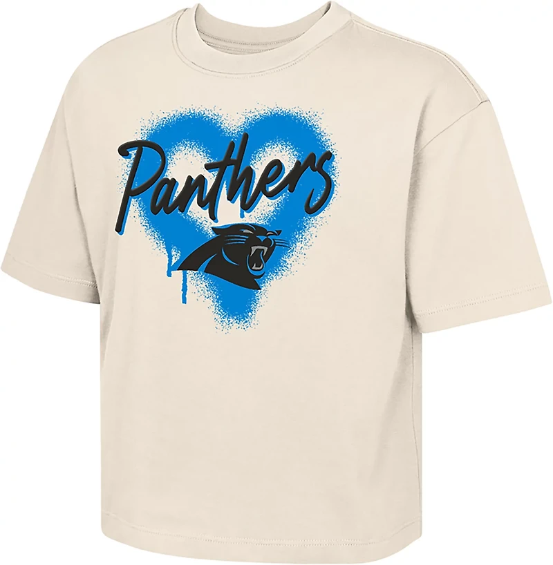 Outerstuff Girls' Panthers Spray Heart Boxy T-shirt