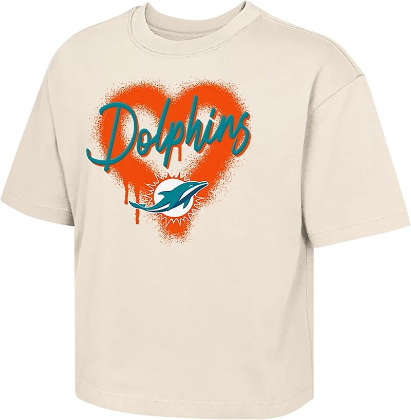 Outerstuff Girls' Dolphins Spray Heart Boxy T-shirt