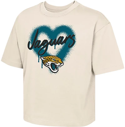 Outerstuff Girls' Jaguars Spray Heart Boxy T-shirt
