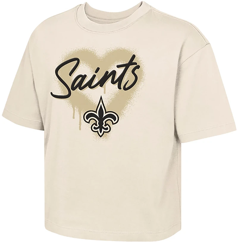 Outerstuff Girls' Saints Spray Heart Boxy T-shirt