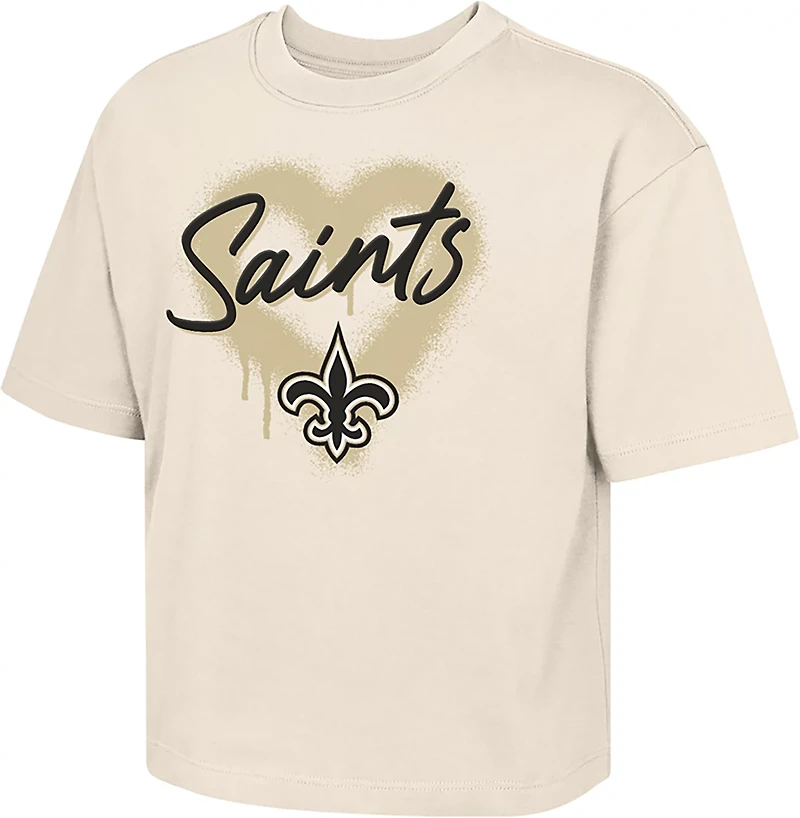 Outerstuff Girls' Saints Spray Heart Boxy T-shirt