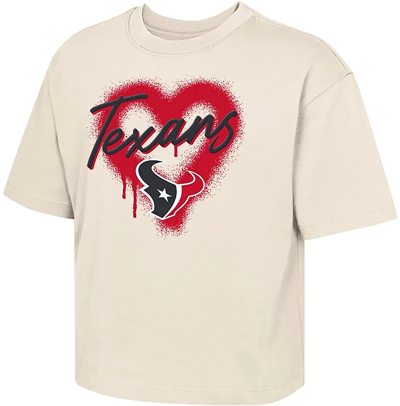 Outerstuff Girls' Texans Spray Heart Boxy T-shirt