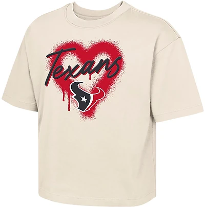 Outerstuff Girls' Texans Spray Heart Boxy T-shirt