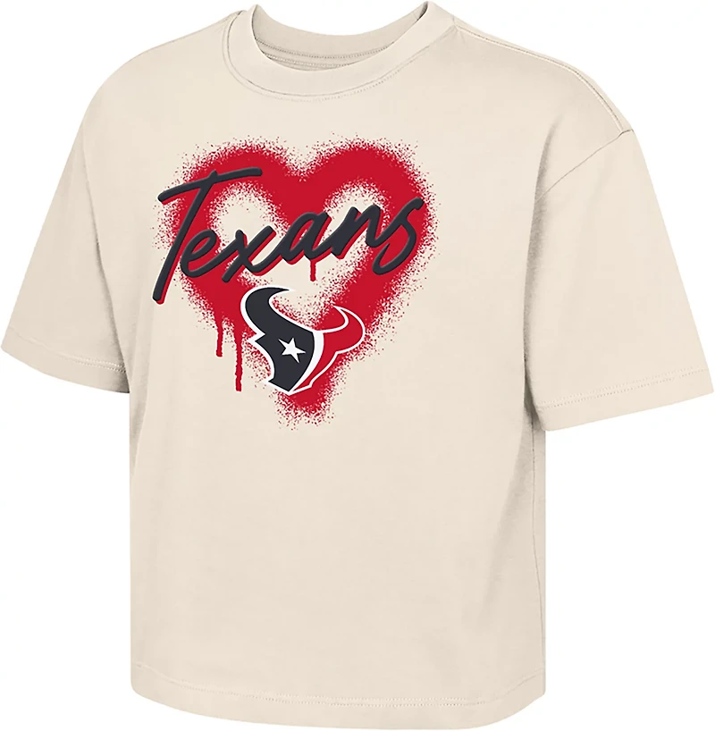 Outerstuff Girls' Texans Spray Heart Boxy T-shirt