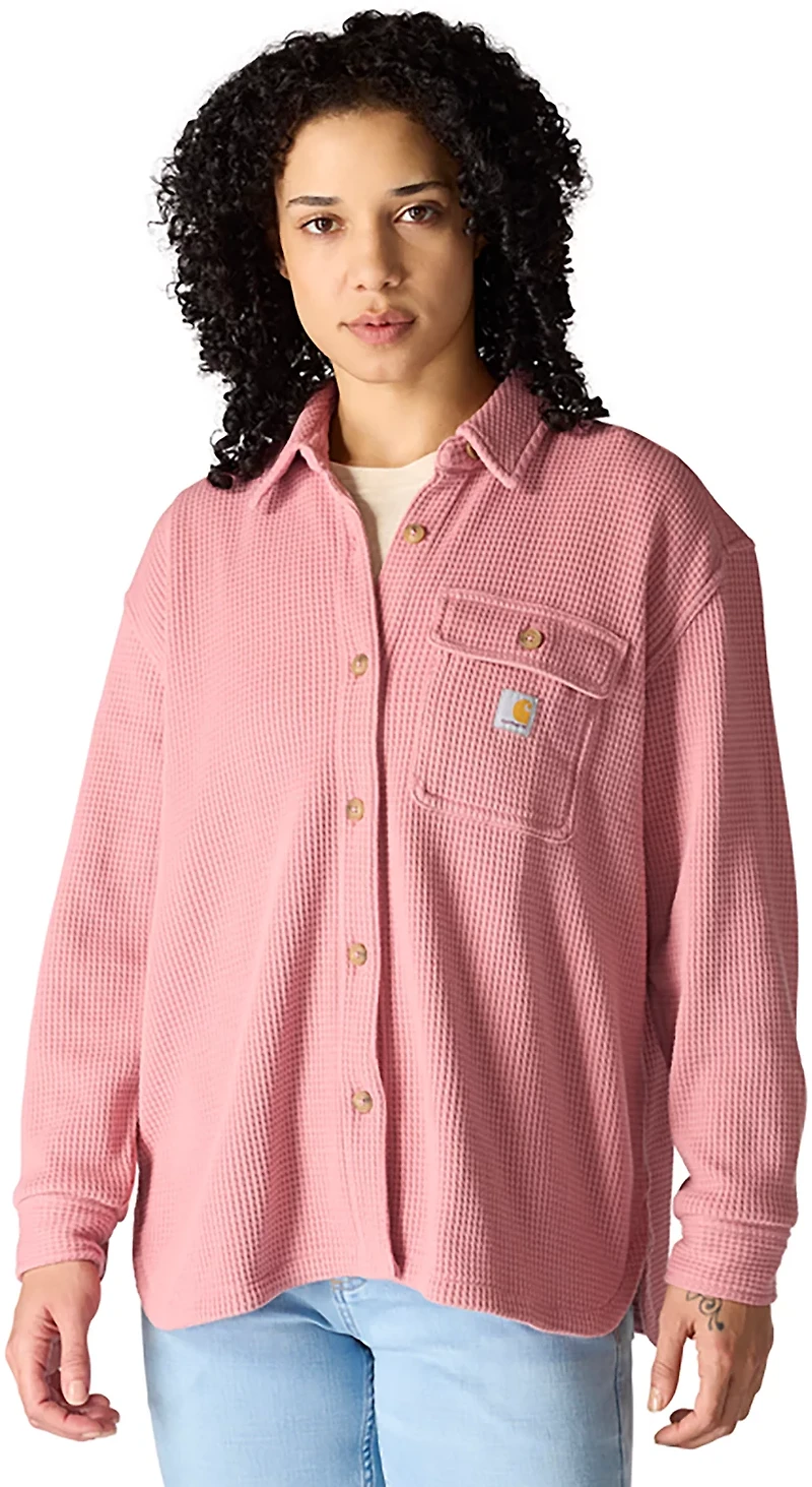 Carhartt Women's Heavyweight Waffle Knit Long Sleeve Button Up Shirt