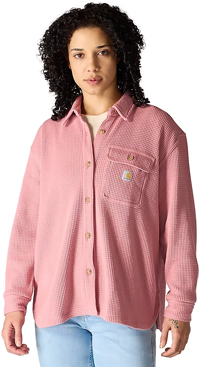 Carhartt Women's Heavyweight Waffle Knit Long Sleeve Button Up Shirt