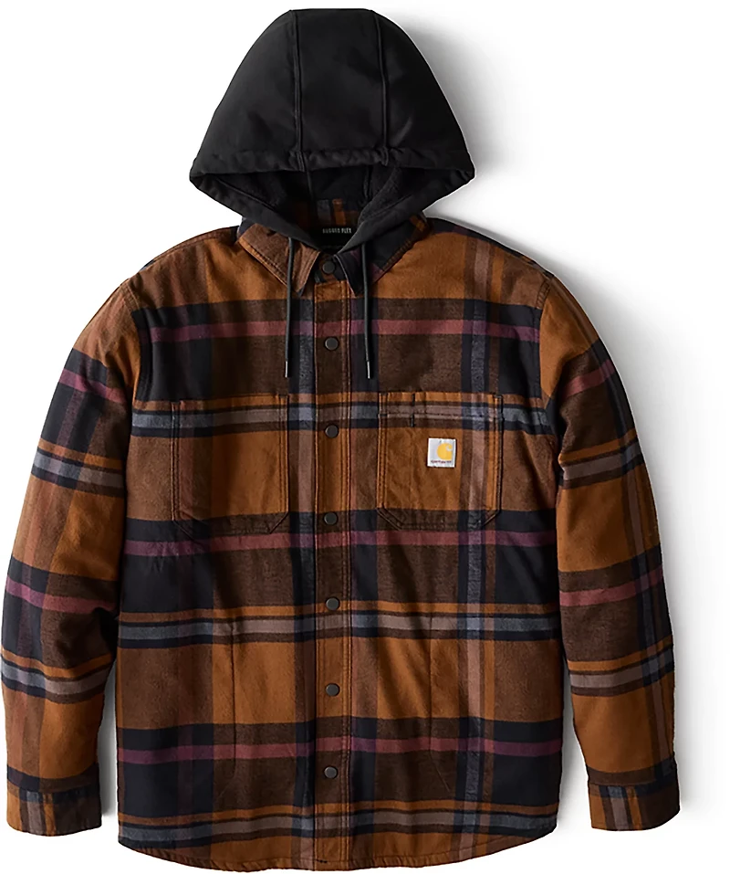 Carhartt Men's Rugged Flex Relaxed Fit Flannel Fleece Lined Hooded Shirt Jac