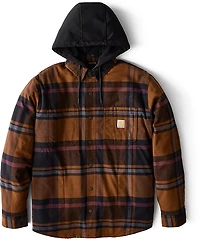 Carhartt Men's Rugged Flex Relaxed Fit Flannel Fleece Lined Hooded Shirt Jac