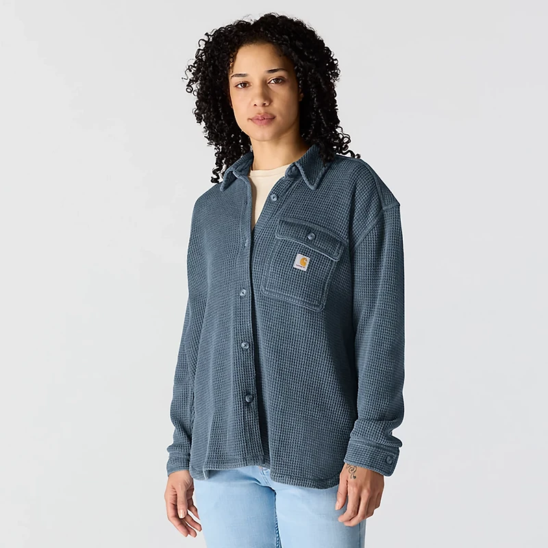Carhartt Women's Heavyweight Waffle Knit Long Sleeve Button Up Shirt