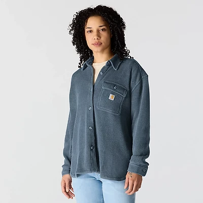 Carhartt Women's Heavyweight Waffle Knit Long Sleeve Button Up Shirt
