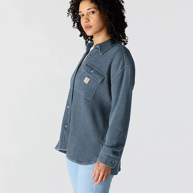 Carhartt Women's Heavyweight Waffle Knit Long Sleeve Button Up Shirt