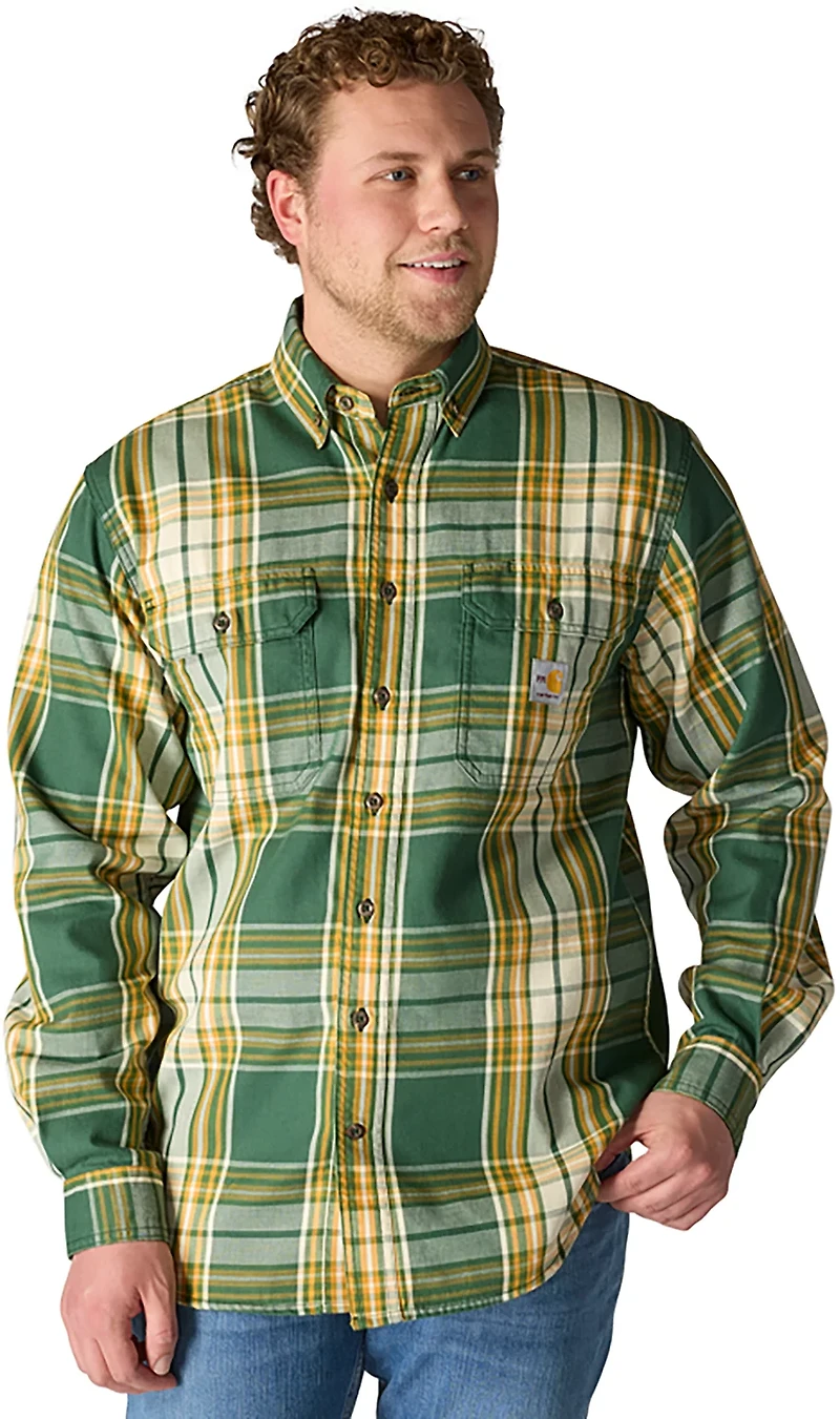 Carhartt Men's Flame-Resistant Force Rugged Flex Loose Fit Midweight Twill Plaid Shirt