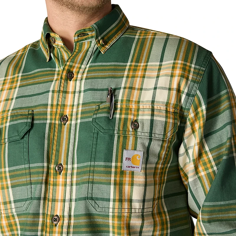 Carhartt Men's Flame-Resistant Force Rugged Flex Loose Fit Midweight Twill Plaid Shirt