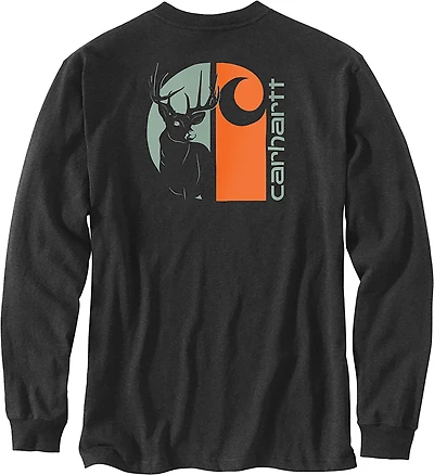 Carhartt Men's Loose Fit Heavyweight Pocket Deer Graphic Long Sleeve T-shirt