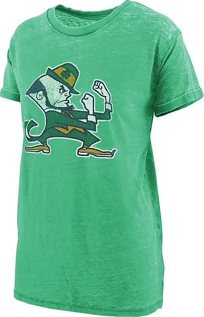 Pressbox Women's Notre Dame Fighting Irish Distressed Logo Boyfriend Short Sleeve Graphic T-shirt