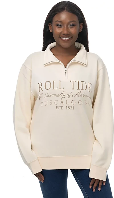 ZooZatz Women's University of Alabama Crimson Tide Tonal Wordmark 1/4 Zip Fleece
