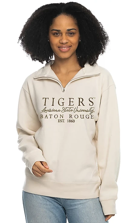 ZooZatz Women's Louisiana State University Tigers Tonal Wordmark 1/4 Zip Fleece
