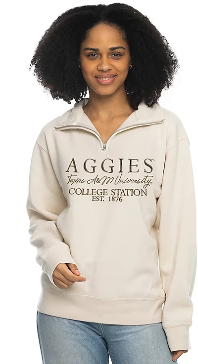 ZooZatz Women's Texas A&M Aggies Tonal Wordmark 1/4 Zip Fleece