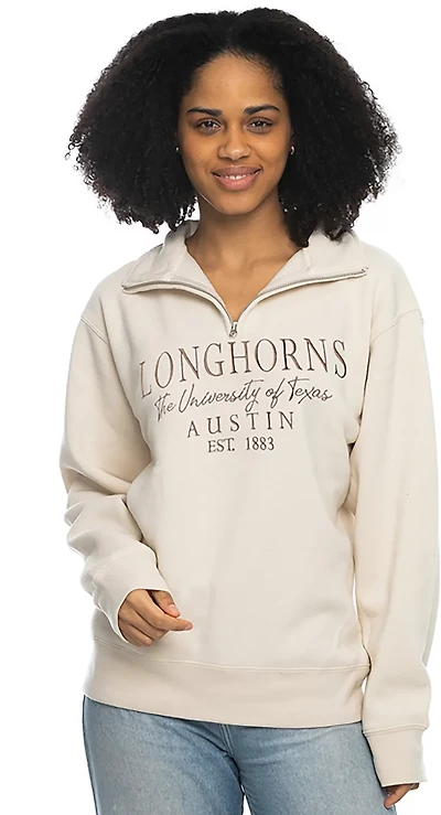 ZooZatz Women's University of Texas Longhorns Tonal Wordmark 1/4 Zip Fleece