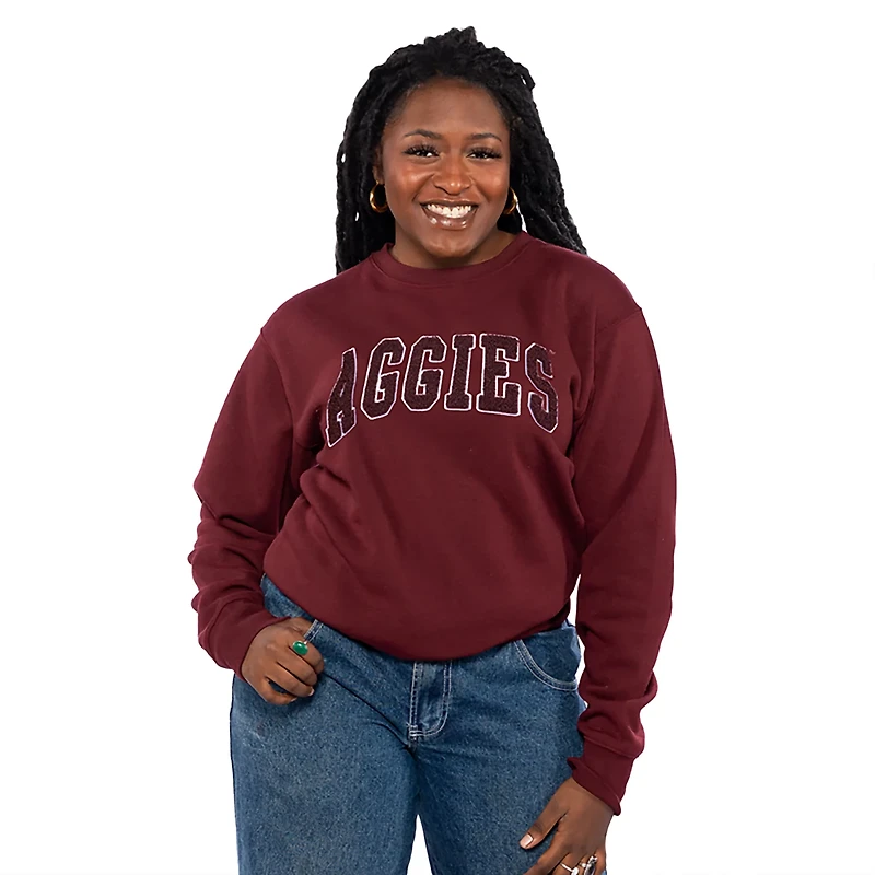 ZooZatz Women's Texas A&M Aggies Team Arch Chenille Crew Fleece