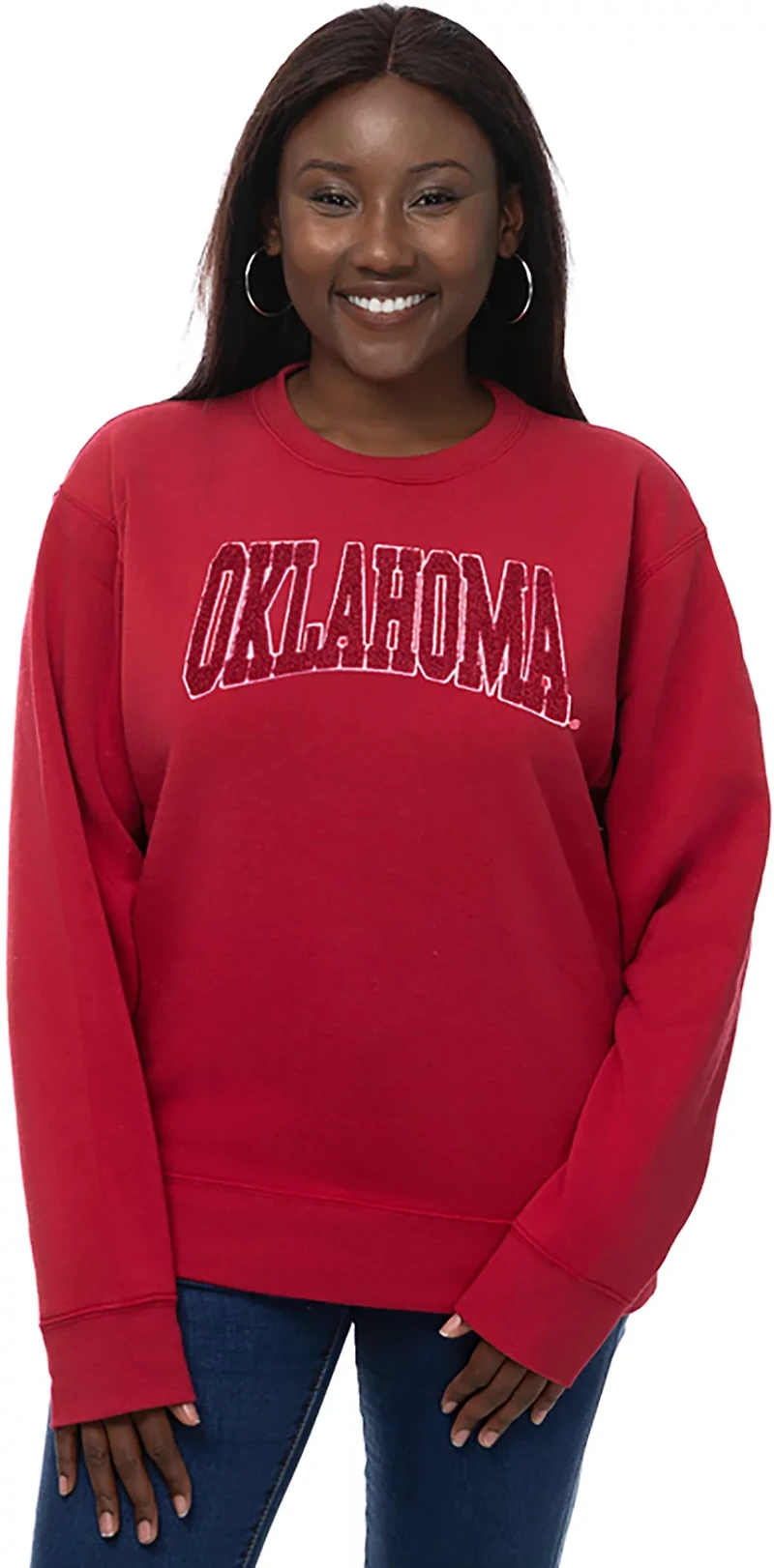 ZooZatz Women's University of Oklahoma Sooners Team Arch Chenille Crew Fleece