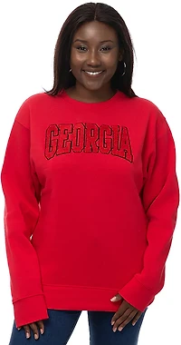 ZooZatz Women's University of Georgia Bulldogs Team Arch Chenille Crew Fleece