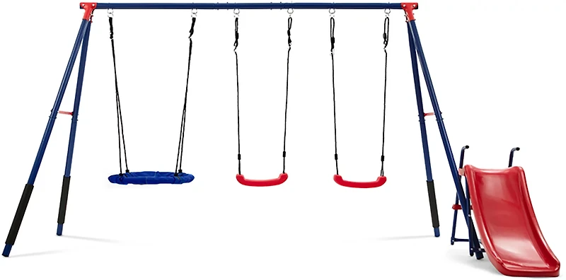 Delta Children FunZone Metal Swing Set 2 Swings 1 Disc Swing Slide