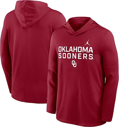 Jordan Brand Oklahoma Sooners 2025 Sideline Dri-FIT Long Sleeve Hoodie T-Shirt