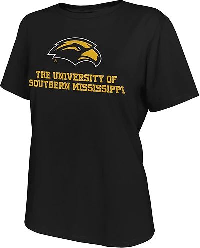 WILDCAT RETRO Women's Southern Miss Mascot Over School Boxy T-shirt