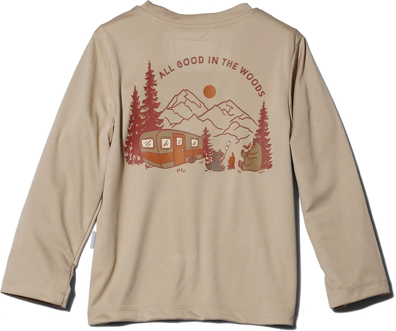 Magellan Outdoors Boys' Toddler Camper Friends GFX Pocket Crew Long Sleeve Graphic T-shirt