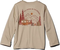 Magellan Outdoors Boys' Toddler Camper Friends GFX Pocket Crew Long Sleeve Graphic T-shirt