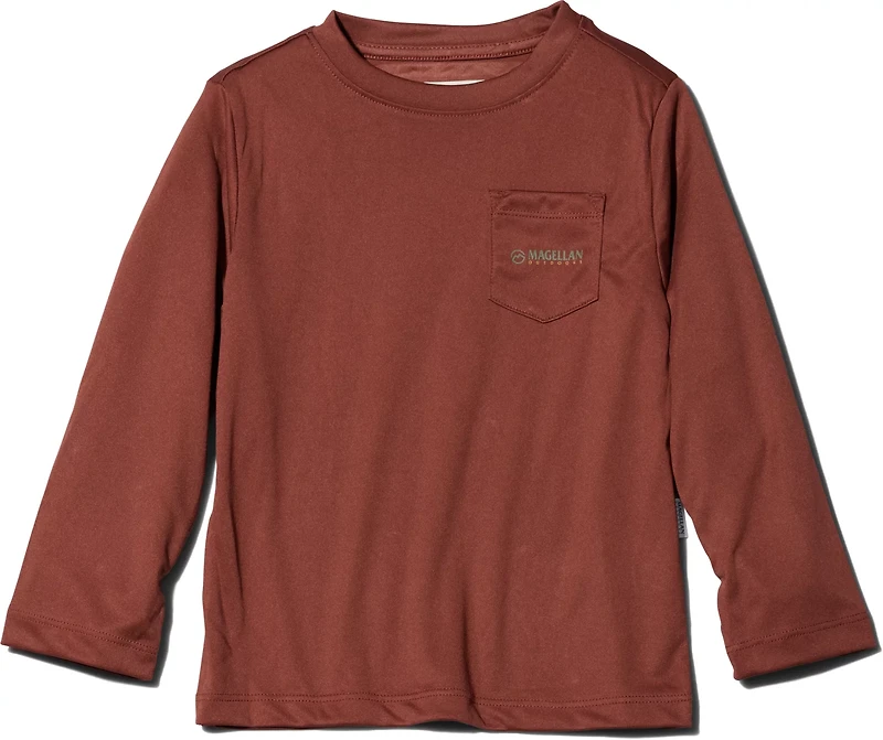 Magellan Outdoors Boys' Preschool T-Rex Camp GFX Fleece Long Sleeve Pocket Graphic T-Shirt