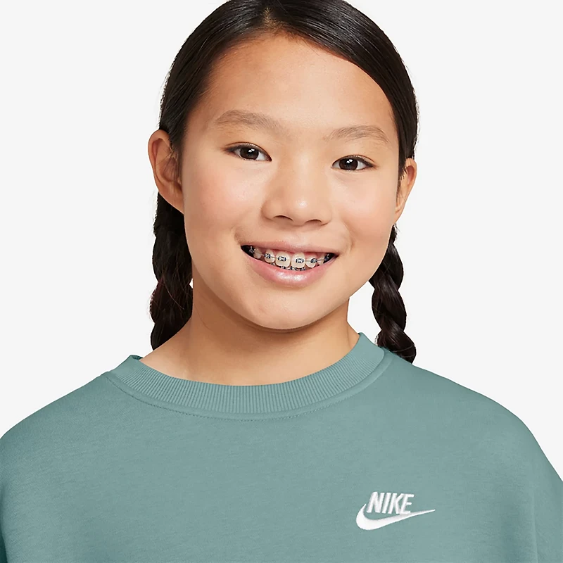 Nike Sportswear Girl's Club Fleece Boxy Crew-Neck Sweatshirt