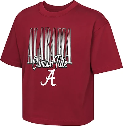 Outerstuff Girls' University of Alabama Crimson Tide Faded Boxy Short Sleeve Graphic T-shirt
