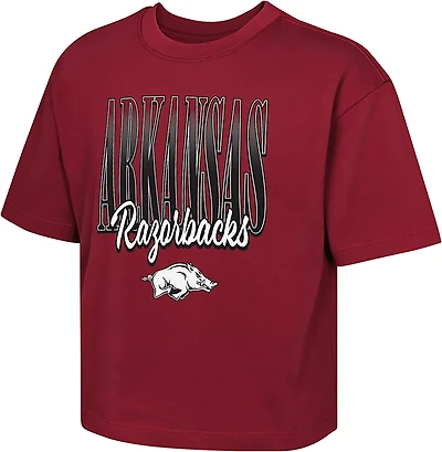 Outerstuff Girls' University of Arkansas Razorbacks Faded Boxy Short Sleeve Graphic T-shirt