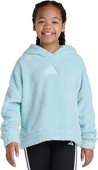 adidas Girls' 3-Stripes Sherpa Hooded Pullover
