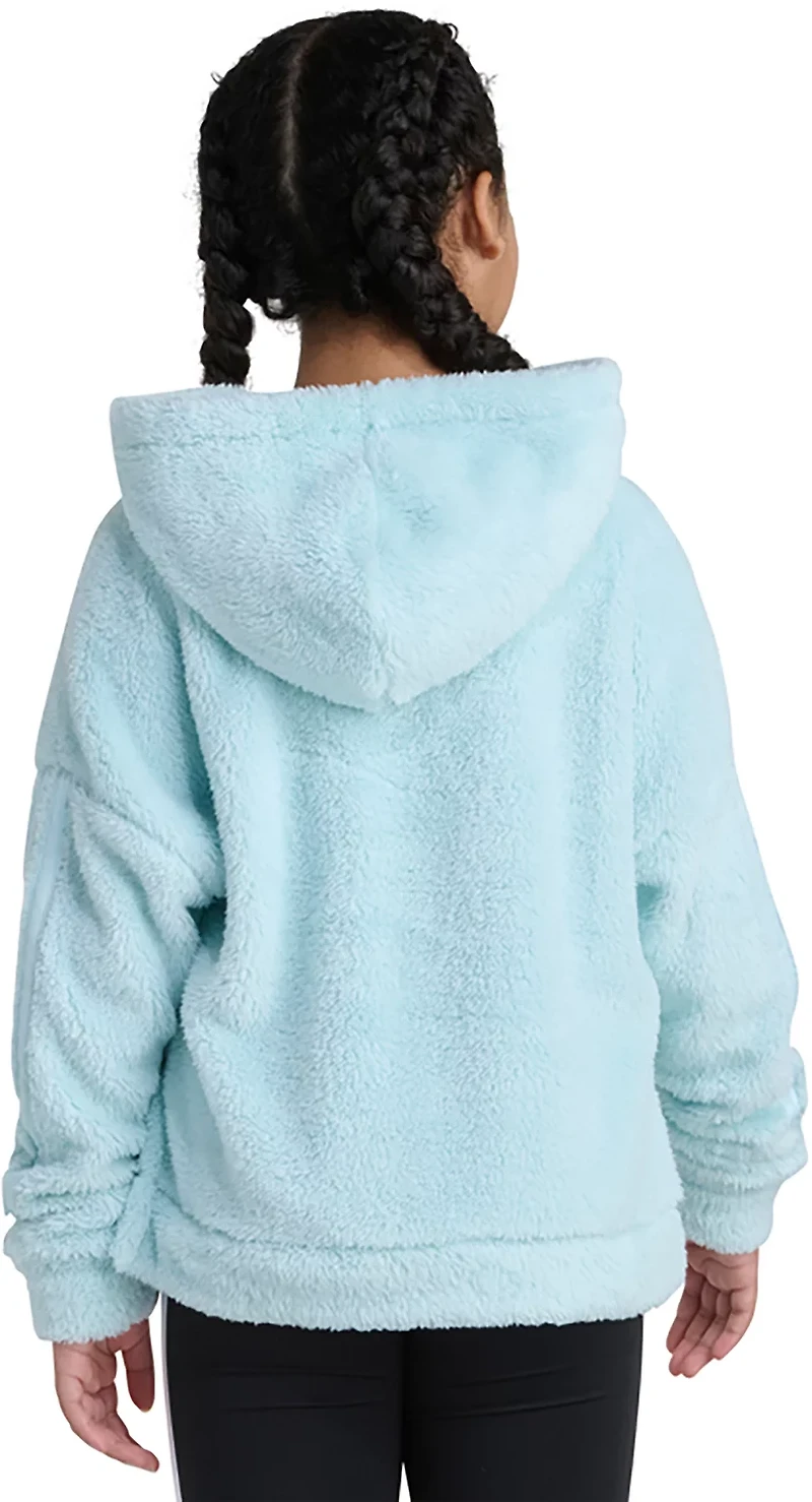 adidas Girls' 3-Stripes Sherpa Hooded Pullover