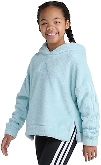 adidas Girls' 3-Stripes Sherpa Hooded Pullover