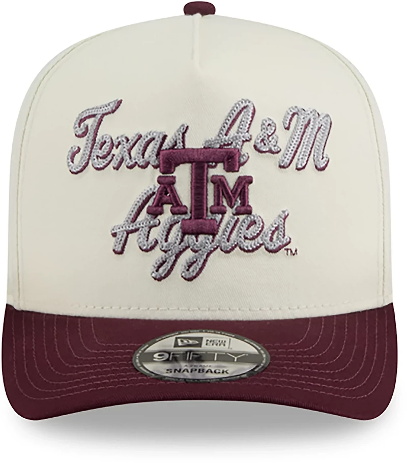 New Era Adults' Texas A&M University Chainstitch Snapback 9FIFTY A-Frame Cap