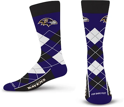 For Bare Feet Adults' Ravens Argyle Remix Trouser Socks